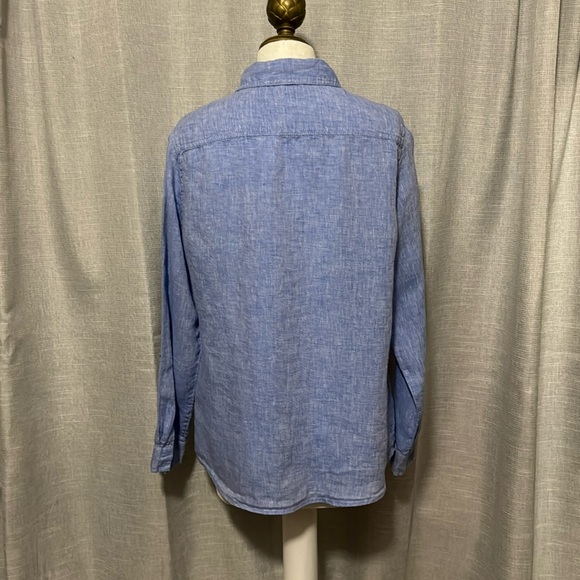 Jones New York-Sz M-Linen-Blue-Button Front - Picture 2 of 14